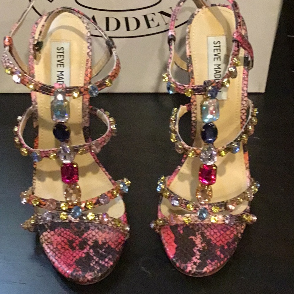 Majesty Bright Crystal Pink Python  Heels